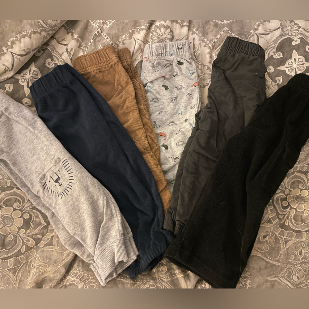 Bundle of 5 pairs of Carter's Kids pants & - Gray, Black, Brown
